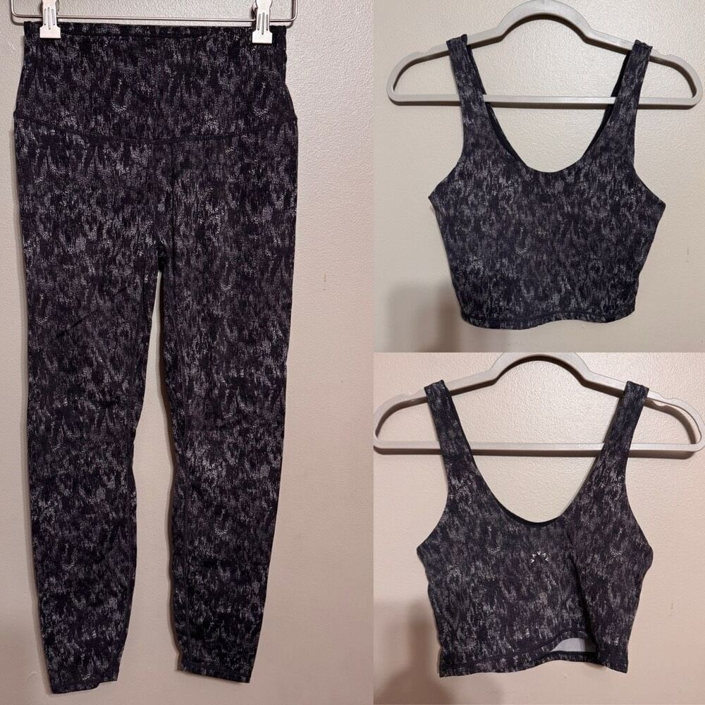 Varley Let's Go Walker Bra and leggings in a black and gray size small